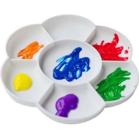 Plateau de mélange de peinture en plastique en forme de fleur - Blanc (lot de 2) (1/4)