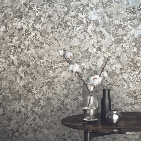 Charcoal & Grey Textured Wallpaper Marbled Realistic Industrial Plaster Effect (1/4)