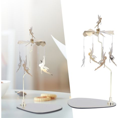Support de Bougie Rotatif et Giration Automatique Petit Fairy avec Plate Triangle en Inox Stainless Steel Style Européen Romantique (1/5)