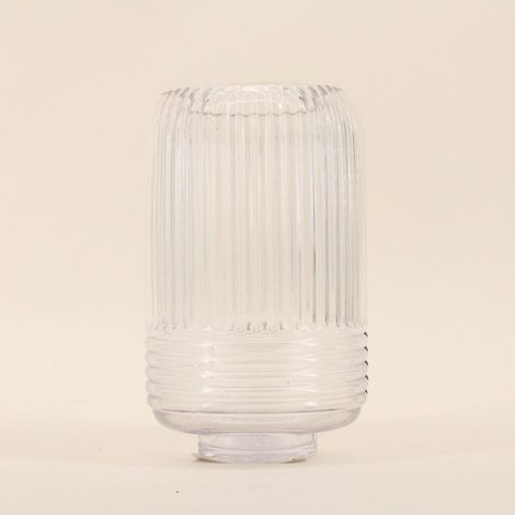 Vase en verre transparent strié, H19cm (1/5)