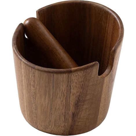 Bac à marc de café en bois avec barre de frappe amovible, mini-bac à marc pour accessoires de préparation du café (1/5)