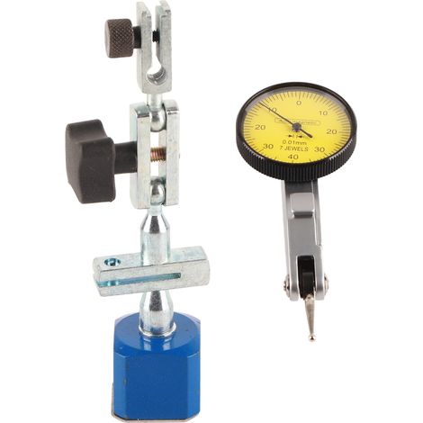 Support magnétique réglable avec comparateur à cadran jaune à faible luminosité 0‑0,8 mm (1/5)