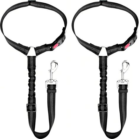 2 PCS Ceinture Chien Voiture, Harnais Voiture Réglable Universel avec Absorption des Chocs pour Chiens et Chats, Système Anti-Choc, Durable et Facile à Installer, Idéal pour Les Voiture (1/5)