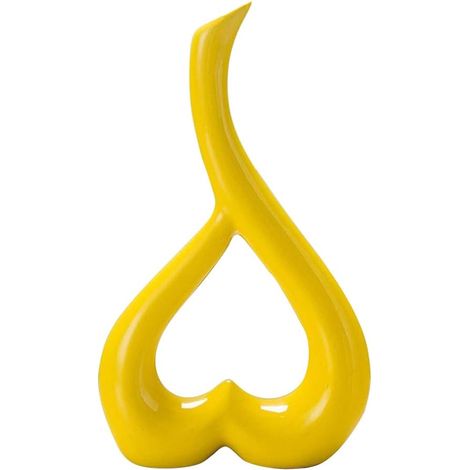 Vase jaune cœur décoration chambre salon maison (1/5)