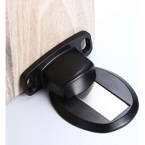 Tope de puerta con tornillos autoadhesivos ocultos para montaje en suelo (negro mate) (1/5)