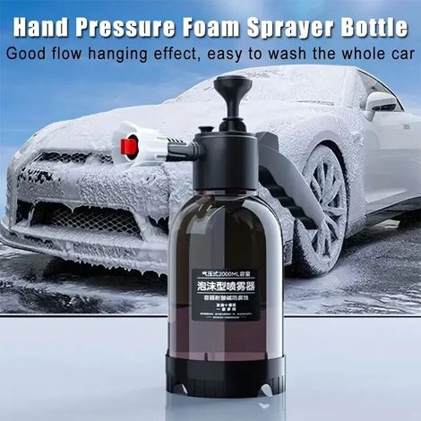 (soupape de décharge de pression 1) Nouveau pulvérisateur de lavage de voiture portatif pour usage domestique, pulvérisateur de mousse à pression manuelle de 2 L, pulvérisateur pratique pour l'arrosag