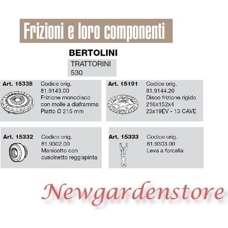 Frizione monodisco disco manicotto leva trattorino 530 BERTOLINI 15338 15332 2. DISCO FRIZIONE 15191
