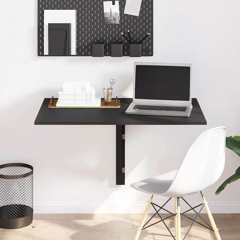 vidaXL Table murale pliable Noir 100x60x56 cm Bois d'ingénierie (1/5)