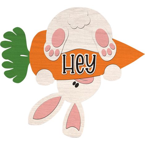 Panneau En Bois Pour Porte D'Entrée - Lapin De Pâques Avec Carotte - Décoration Rustique Pour Porte, Fenêtre Ou Mur - 30 cm - 1 Pièce (1/5)