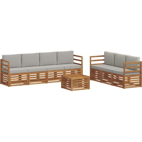 Set divani con cuscino 8 pcs Grigio Naturale e Chiaro vidaXL
