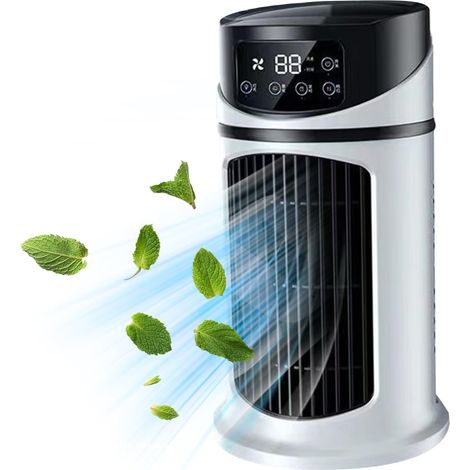 Climatiseur personnel Ventilateur tour portable de 24 cm (9, 5 pouces) avec 6 vitesses minuterie 6 h et réservoir d'eau Silencieux et sans pales. (1/5)
