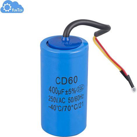 Condensateur de démarrage CD60 série 250 V 400 µF pour moteurs et compresseurs d'air - Condensateur électrolytique de haute qualité