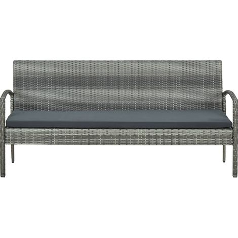 Maison Exclusive - Gartensofa 3-Sitzer mit Kissen Grau Poly Ratta (1/5)