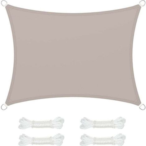 Voile d'ombrage 3 x 4 m, imperméable, avec Une Colonne d'eau de 665 mm, Protection Solaire en Polyester indéchirable, Protection UV 93%, terrasse, Jardin, Balcon, rectangulaire, Cordes de 2