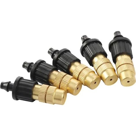 Lot de 5 buses de brumisation réglables en laiton barbelé pour l'arrosage et l'irrigation du jardin : arroseur en cuivre pour rafraîchir, humidifier et désinfecter. (1/5)