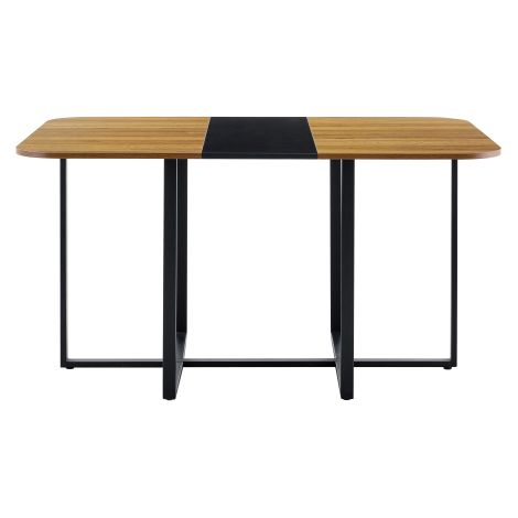 Table à manger combinant MDF noir et finition bois naturel  s'accorde parfaitement aux styles moderne minimaliste et industriel. (1/5)