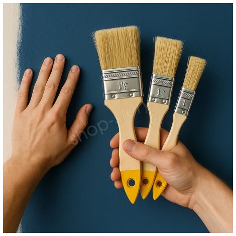 Lot de 3 Pinceaux Plats Peinture 25-38-50 mm – Rénovation & Bricolage (1/5)
