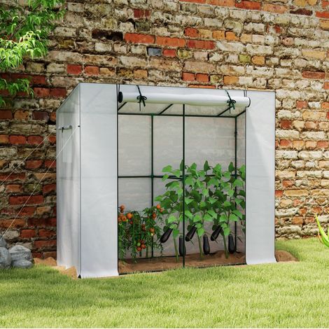 Serre tunnel en acier avec porte enroulable et 2 fenêtres, 200 x 76 x 170 cm, blanche (1/5)