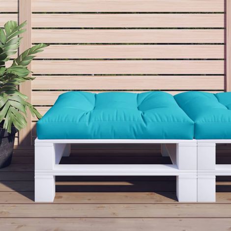 Coussin de palette turquoise 70x70x12 cm tissu (1/5)