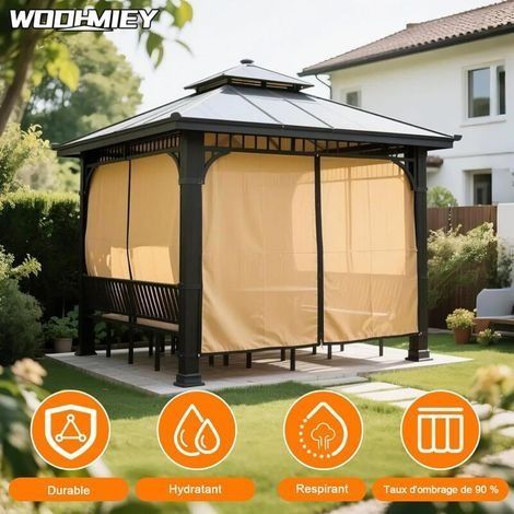Schattierungsnetz, 90 % Schattierungsgewebe Pergola-Außenschattierungsnetz, Sonnenschutznetz Schattierungsgewebe für Pergola, Terrasse, Gewächshaus, Hühnerstall, Pflanzen - Beige (3x4m) (1/4)
