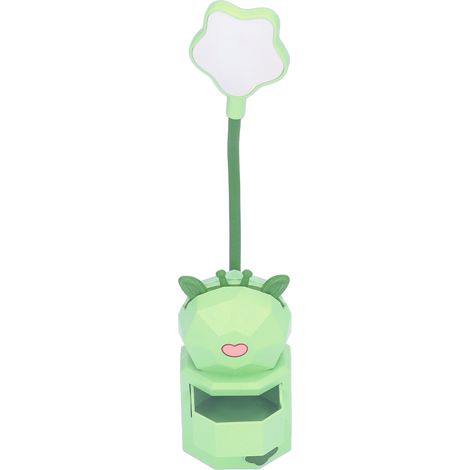 Lampe de lecture pour enfants, design mignon, rechargeable par USB, lumière chaude, col de cygne ajustable à 360°, matériaux sûrs, vert lampe (1/5)