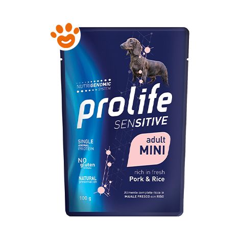 Prolife Dog Sterilised Adult Sensitive Mini Maiale e Riso  - Prolife Dog Sterilised Adult Sensitive Mini Maiale e Riso - Bustina Da 100 Gr