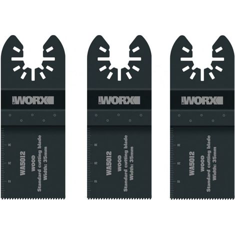 Lot de 3 lames pour outil multifonction WA5012.3 de 35 mm pour la découpe du bois, du PVC et des plaques de plâtre (Sonicrafter - Worx)