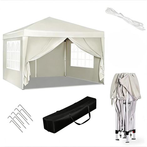 Gartenpavillon 3x3 m Beige aus Oxford-Gewebe mit Eisenstruktur (1/5)