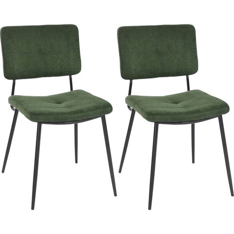 Lot de 2 chaises repas 45,5x54x82 cm en tissu vert foncé - PIDEA