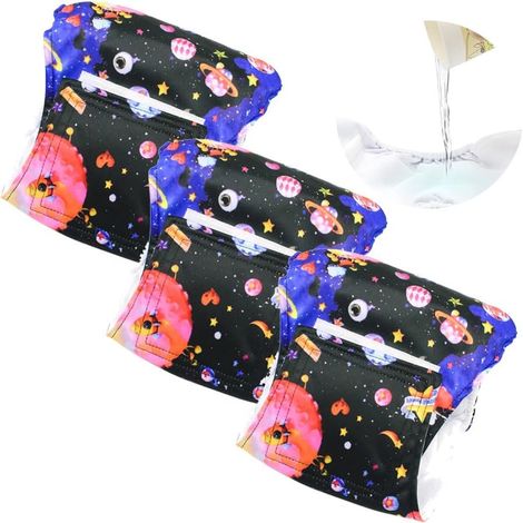Pack of 3 Washable Dog Diapers for Male Dogs, Reusable Dog Pants, Absorbent Dog Diapers for Small, Medium and Large Dogs (S, Planet) (1/5)