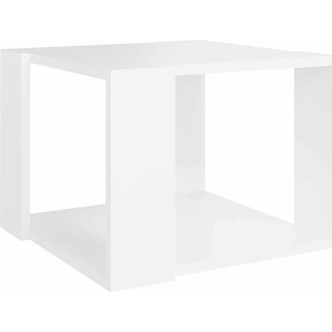 Maison Exclusive - Table basse Blanc 40x40x30 cm Bois d'ingénierie (1/5)