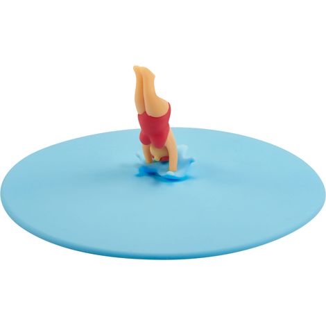 Tapa de silicona Lurch My Lid con diseño playero de Monika Pluck, diámetro 10,5 cm, azul claro. (1/5)