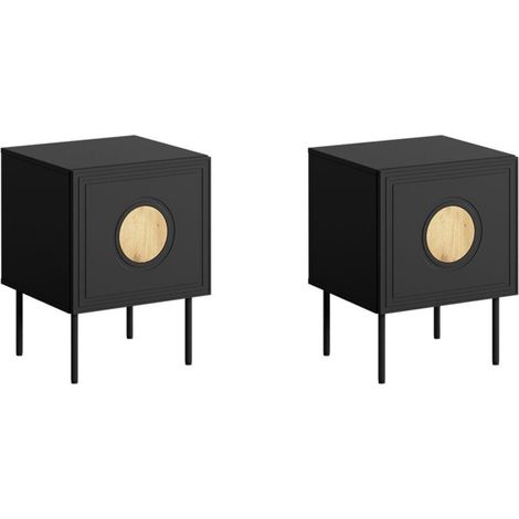 Conjunto de mesitas de noche Domromi 103 , Número de cajones: 0, Número de puertas: 1, 59x45x39cm, Aglomerado laminado, MDF (1/4)