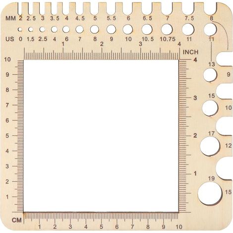 Regla de tejer, regla de tejer, regla de tejer de madera, herramienta de medición de plástico de 2 mm a 15 mm (1/5)