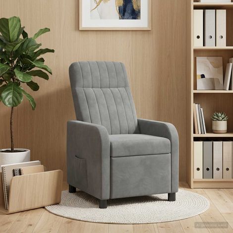 Beyamis Fauteuil inclinable en velours gris foncé (V) (1/5)