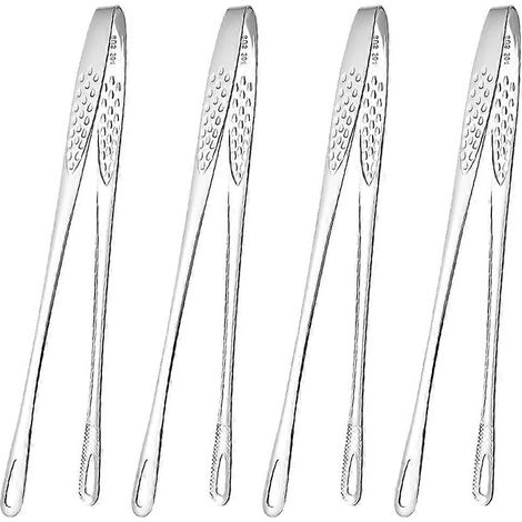Ensemble de 4 pinces à barbecue en acier inoxydable, outil de cuisine argenté (1/5)