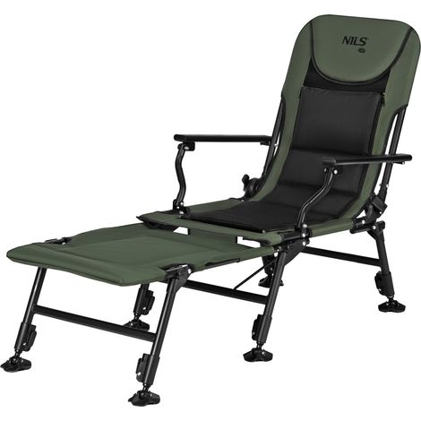 Chaise de pêche avec repose-pieds, dossier réglable, 180 kg (1/5)