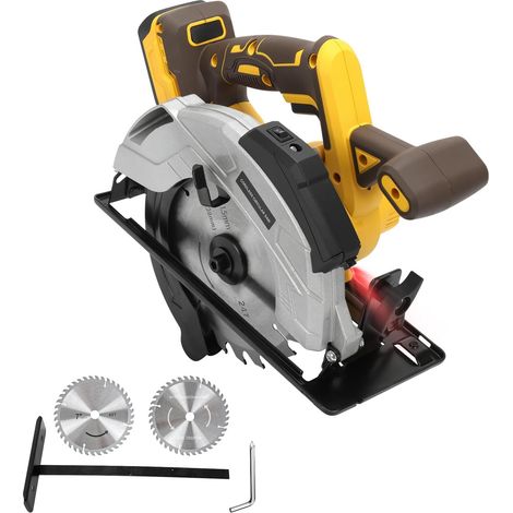 Scie circulaire sans fil de 185 mm pour batterie 18 V 20 V, scie circulaire électrique sans balais 5000 tr/min avec 2 lames de scie et guide laser, angle de coupe biseauté de 0 à 45° (1/5)