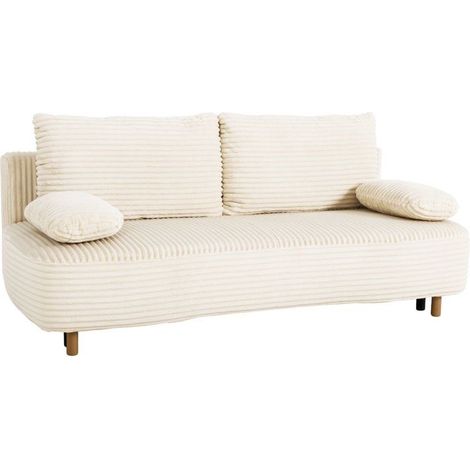 Canapé convertible - 3 places - PYLA - Tissu velours Perle - Coffre - 203 x 95 x 89 cm (1/5)