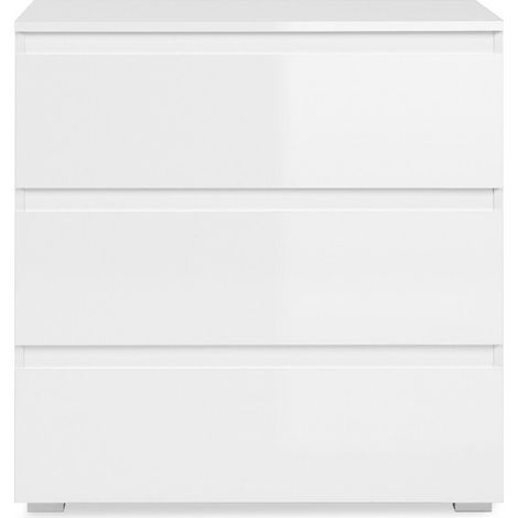 Commode 80x80 4x45 1 cm blanc brillant et blanc mat avec 3 tiroirs – Cordoba (1/5)