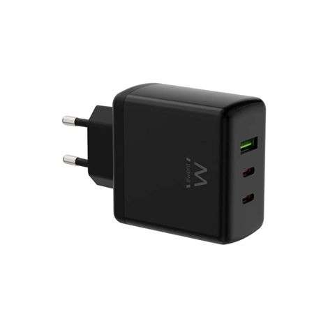 Ewent Cargador Gan Fast De 65w, 3 Puertos (2 Usb-c Pd Y 1usb-a Qc) Diseño Compacto