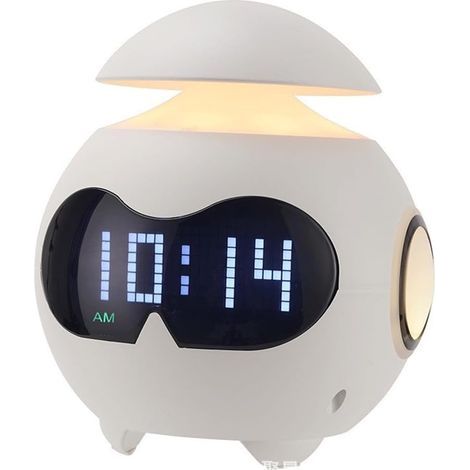 Réveil Enfants, réveil USB avec Emoji, Double Alarme, avec veilleuse réglable et Mini Haut-Parleur Bluetooth pour Enfants Adultes Amis Cadeau d'anniversaire (USB Powered, Blanc) (1/5)