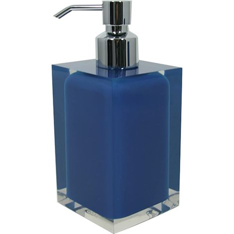 Gedy Auckland Dosasapone Bagno Blu, Misure: 16,2X7X7 CM, capacità 210 ml, Dispenser Sapone Bagno in Resina Trasparente di Alta qualità, Design R&S, Fatto a Mano, 2 Anni di Garanzia (1/4)