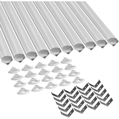 Profilé LED, Profilé LED en Forme de V 10 x 40CM en Aluminium avec Couvercle PC Laiteux, Embouts et Clip de Montage pour Bande LED (10 PACK) (1/5)