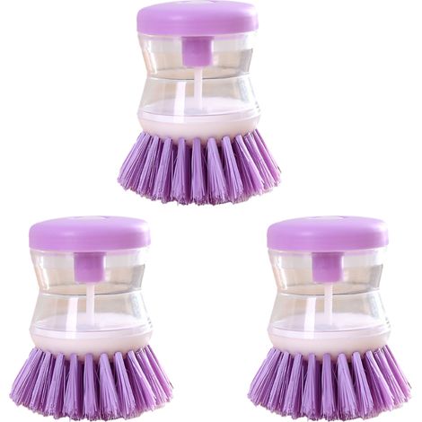 Brosse à vaisselle à 3 compartiments remplie de liquide, brosse à vaisselle automatique à pression, brosse de nettoyage multifonction (1/5)