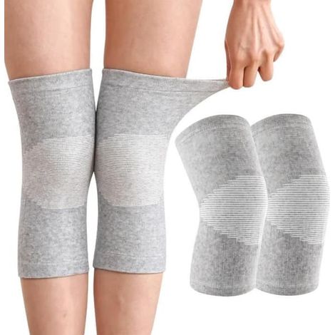 Ginocchiere in bambù, set da 2, ginocchiere sportive per uomo e donna, supporto per ginocchio in caso di artrite, ginocchiere elastiche (XL) (1/4)