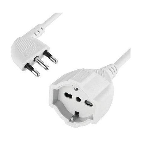 Electraline 90-grad-stecker verlängerung 3 meter 3g1.5 weiß - 46106