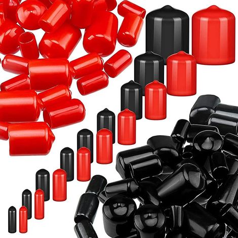 Pack of 156 flexible rubber caps for bolt and screw protection in 9 sizes from 63.5 to 11.2 cm (black, red) (1/5)