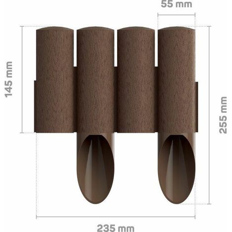 Gartenpalisaden, 5 Elemente, 2,3 m, BRAUN
