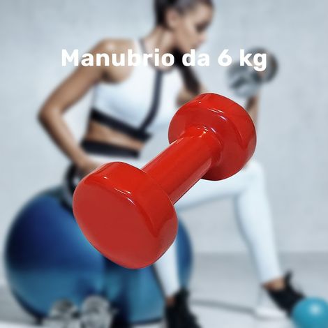 TRADE SHOP - Manubrio Singolo 6 Kg In Vinile Allenamento Esercizi Casa Palestra Workout Fit - (1/2)